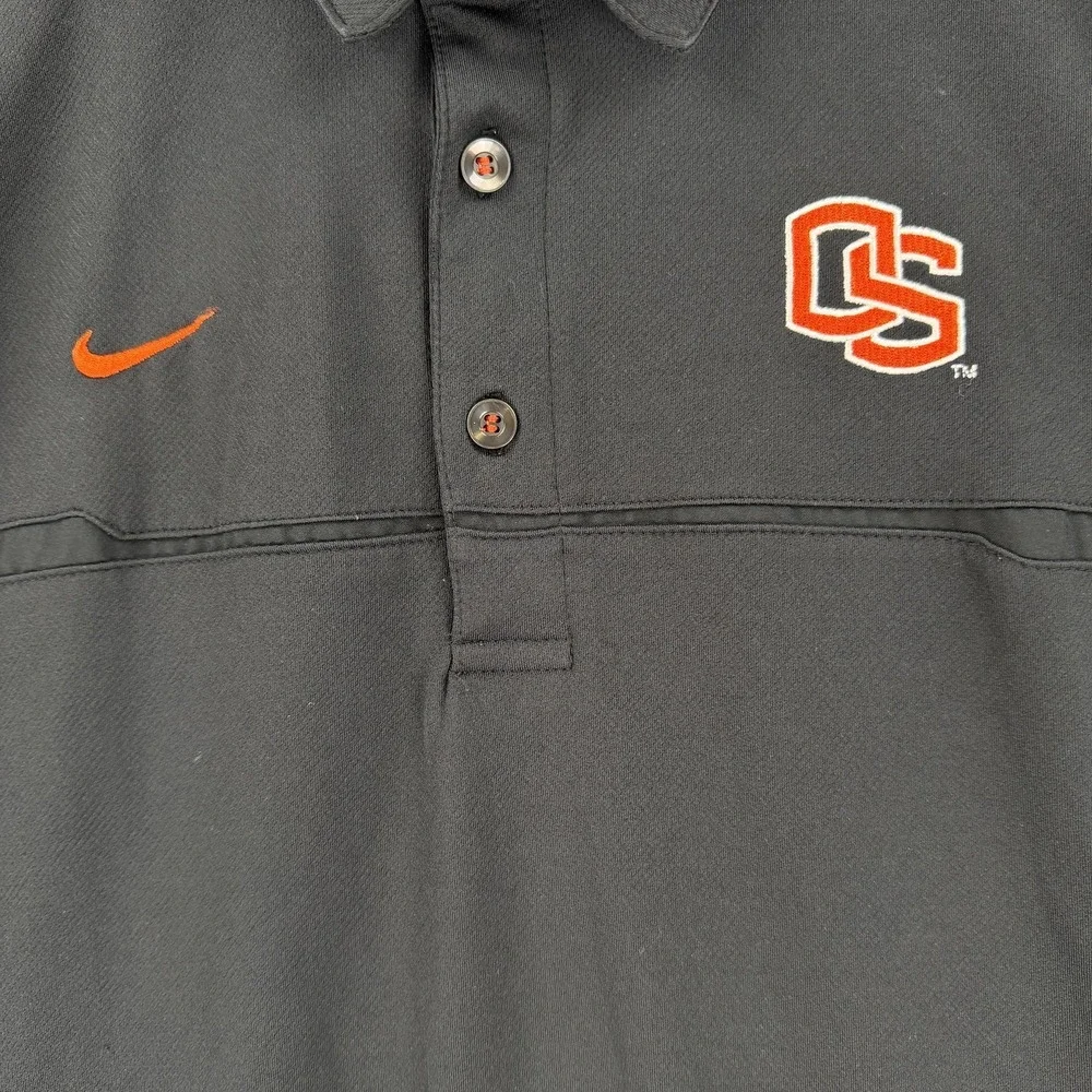 Oregon State Beavers Polo Shirt Mens XL Black NCAA‎ Football Nike Fit Dry
